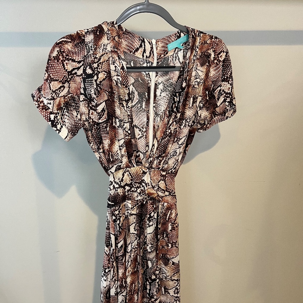 Melissa Odabash Lou dress XS maxi snake print belted - Picture 5 of 7